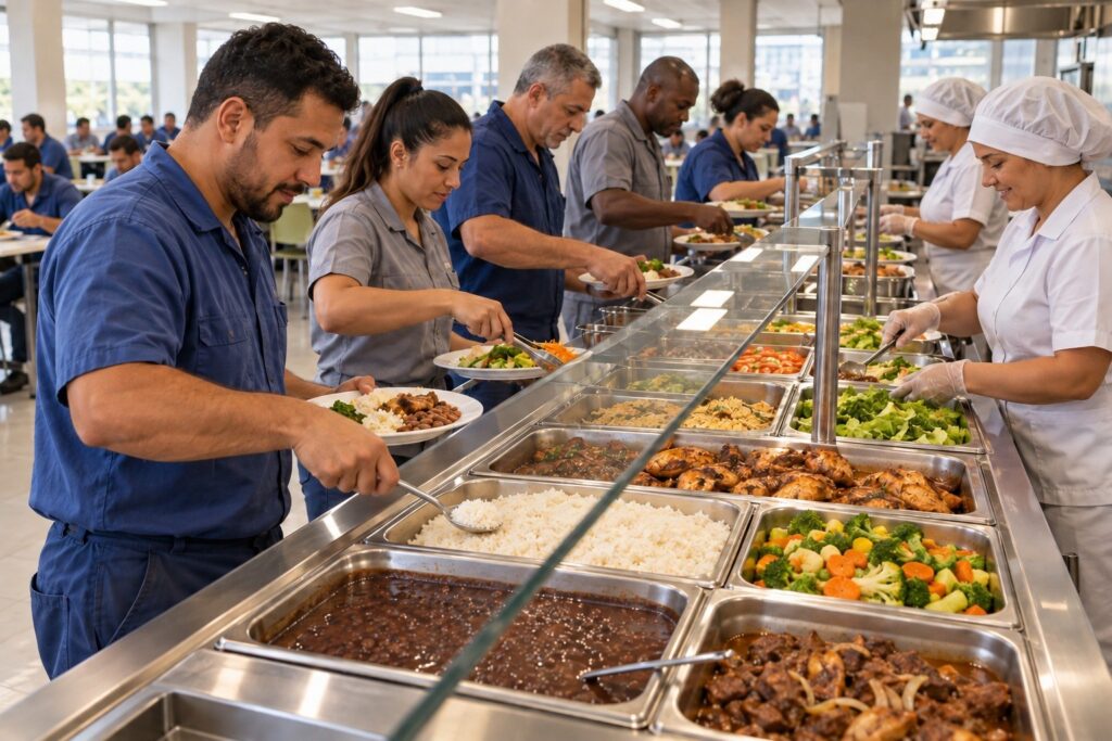 Refeitório de empresa atendida pelo PAT – Programa de Alimentação do Trabalhador